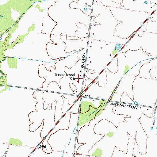 Topographic Map of Greenwood Church, TN