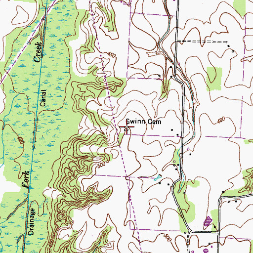 Topographic Map of Gwinn Cemetery, TN
