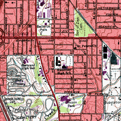 Topographic Map of Hamilton Junior High School, TN