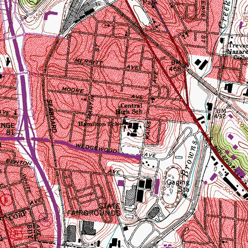 Topographic Map of Hamilton School, TN