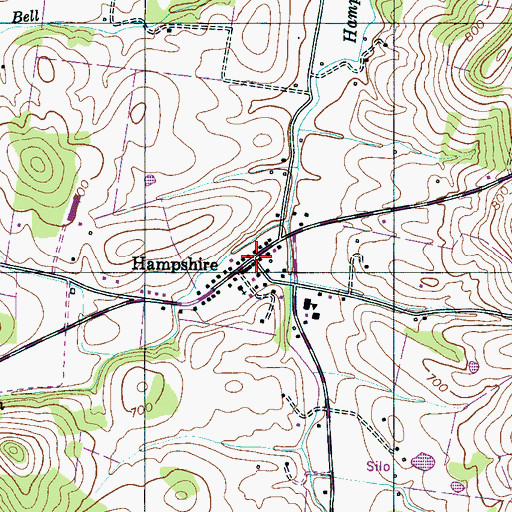 Topographic Map of Hampshire, TN