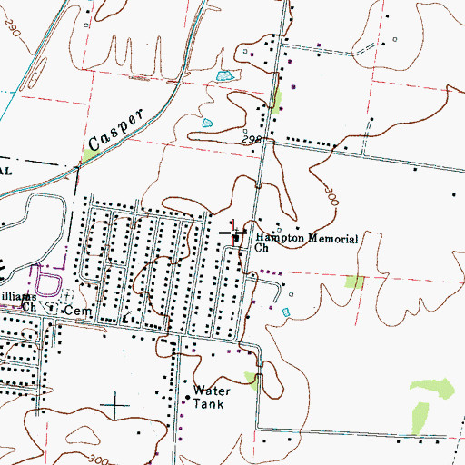 Topographic Map of Hampton Memorial Church, TN