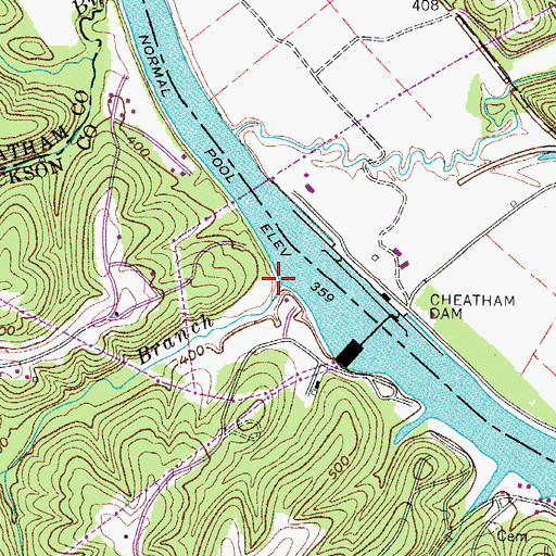 Topographic Map of Hands Branch, TN