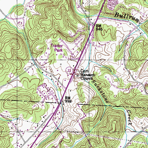 Topographic Map of Hansard Church, TN