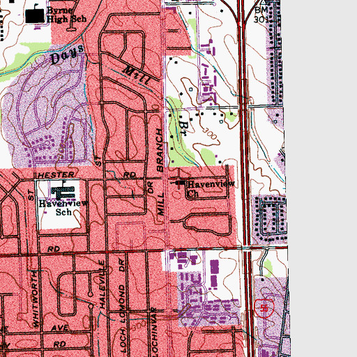 Topographic Map of Havenview Church, TN