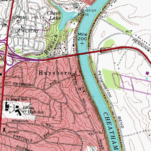 Topographic Map of Haysboro, TN