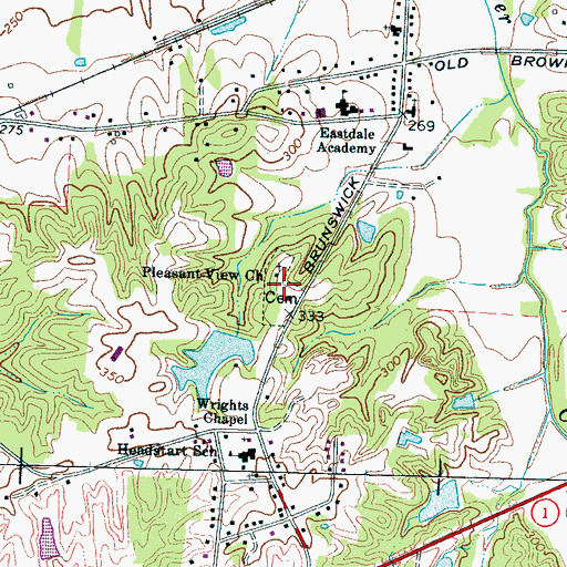 Topographic Map of Headstart School, TN