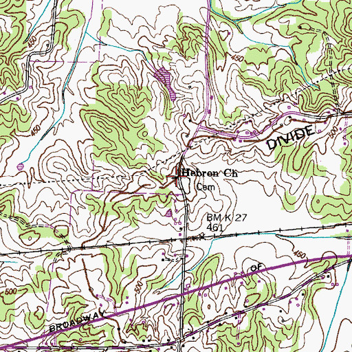 Topographic Map of Hebron Church, TN