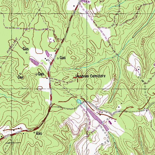 Topographic Map of Hendren Cemetery, TN