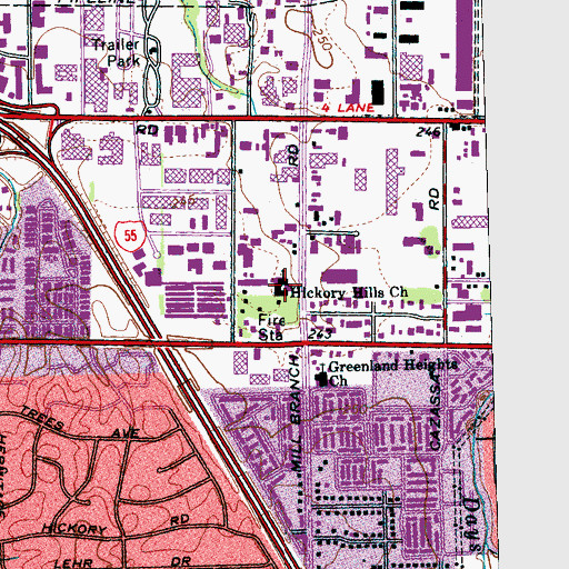 Topographic Map of Hickory Hills Church, TN