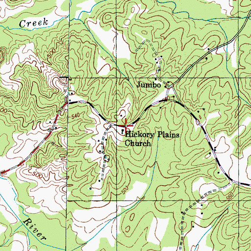 Topographic Map of Hickory Plains Church, TN