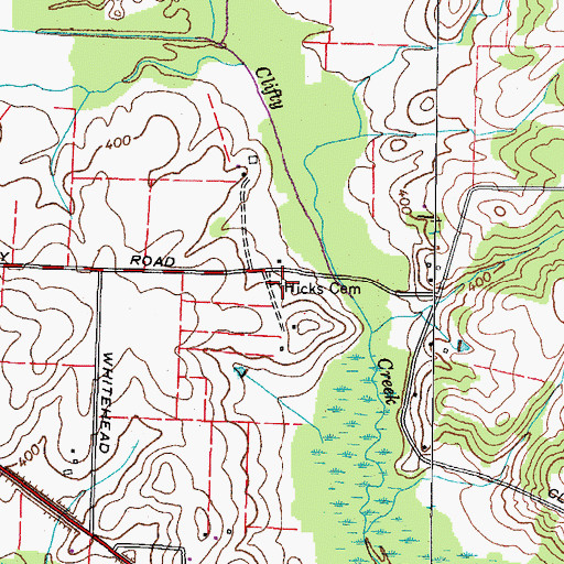 Topographic Map of Hicks Cemetery, TN
