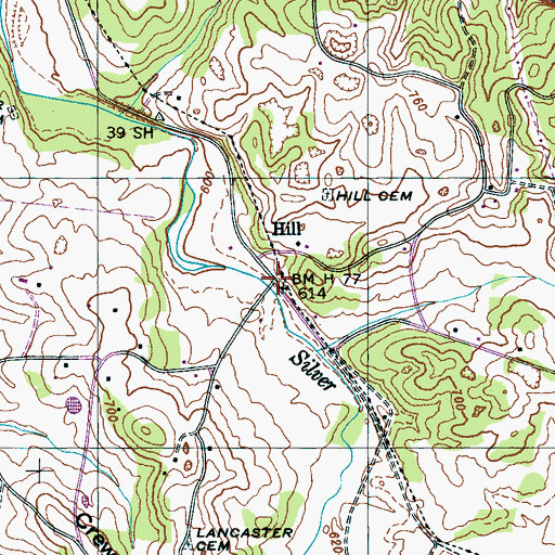 Topographic Map of Hill, TN