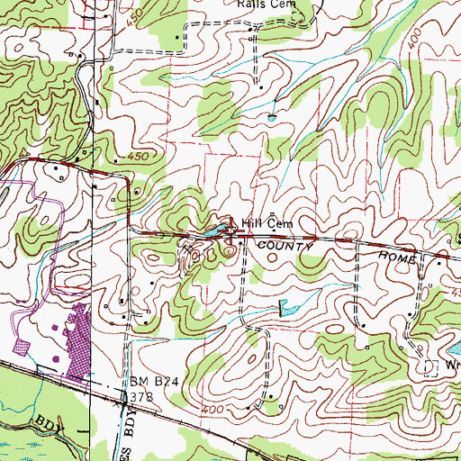 Topographic Map of Hill Cemetery, TN