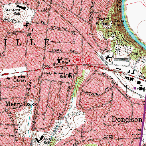 Topographic Map of Holy Rosary School, TN