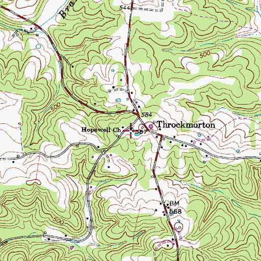 Topographic Map of Hopewell Church, TN