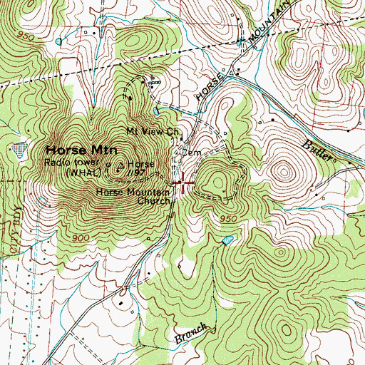 Topographic Map of Horse Mountain Church, TN