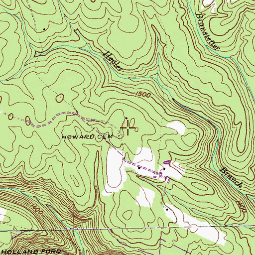 Topographic Map of Howard Cemetery, TN