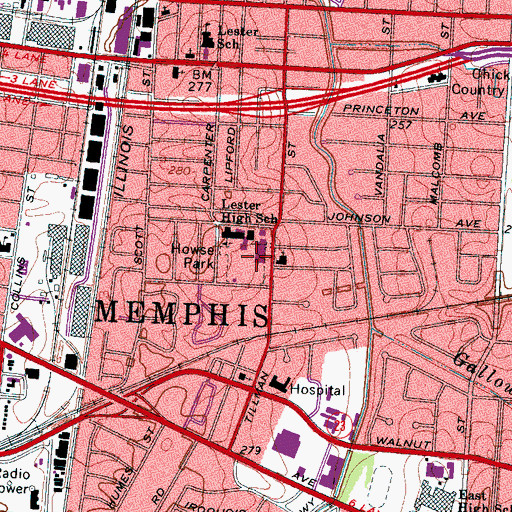 Topographic Map of Howse Park, TN