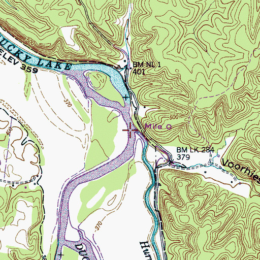 Topographic Map of Hurricane Creek, TN