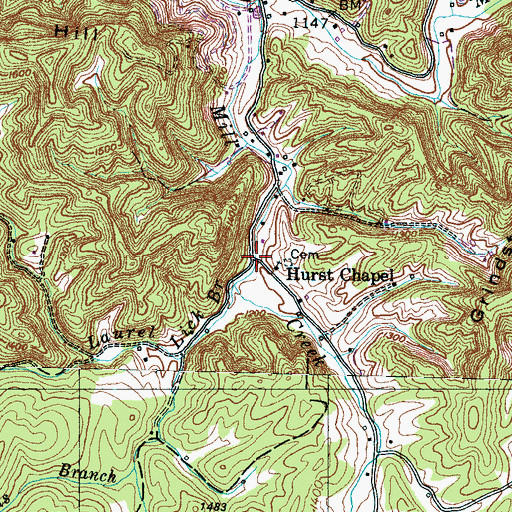Topographic Map of Hurst Chapel, TN