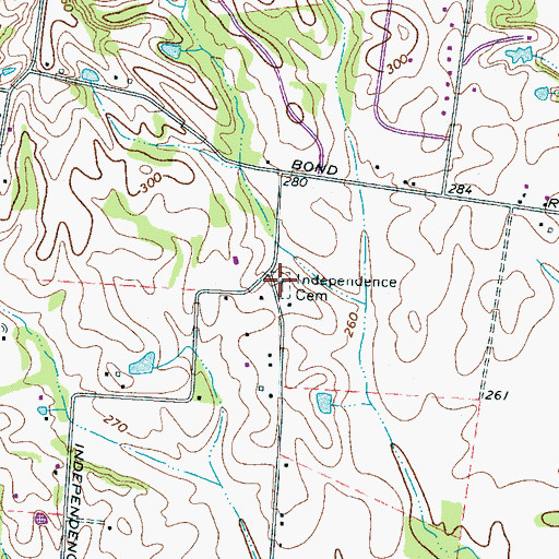 Topographic Map of Independence Cemetery, TN