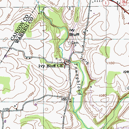 Topographic Map of Ivy Bluff Church, TN