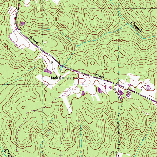 Topographic Map of Jack Cemetery, TN