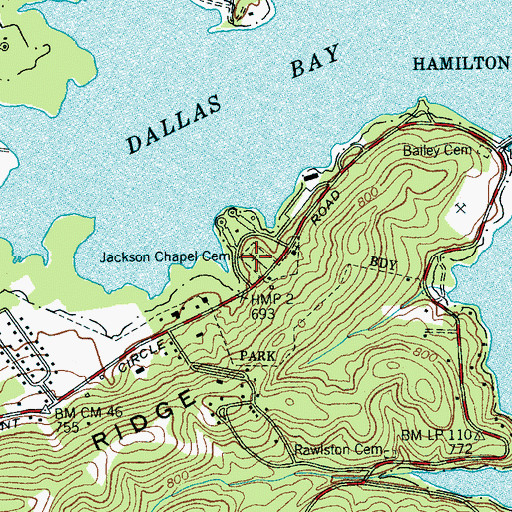 Topographic Map of Jackson Chapel Cemetery, TN