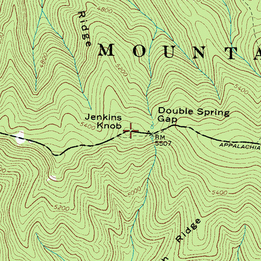 Topographic Map of Jenkins Knob, TN