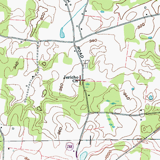 Topographic Map of Jericho Church, TN