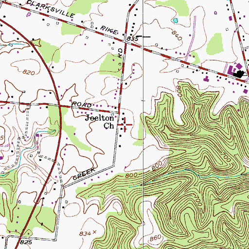 Topographic Map of Joelton Church, TN