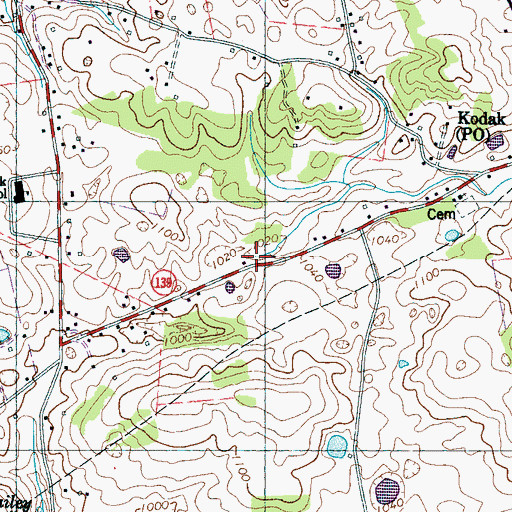 Topographic Map of Johnny Creek, TN