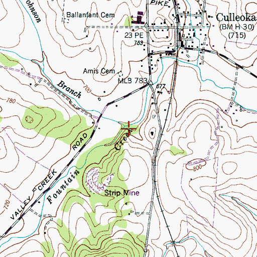 Topographic Map of Johnson Branch, TN