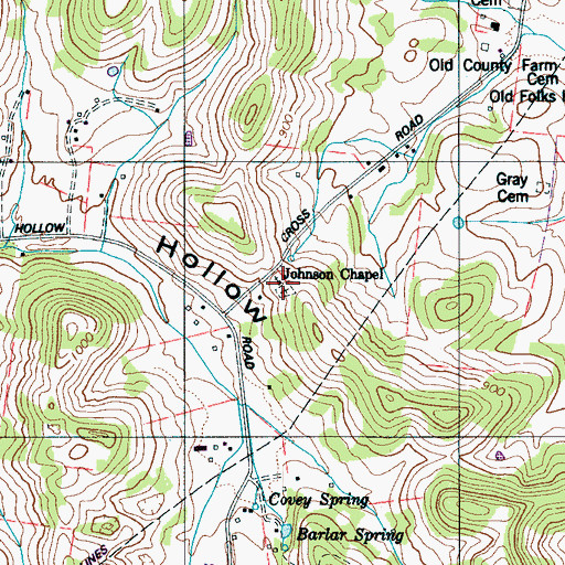 Topographic Map of Johnson Chapel, TN
