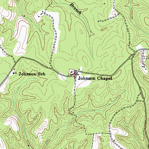 Topographic Map of Johnson Chapel, TN