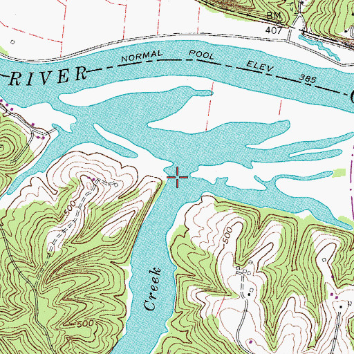 Topographic Map of Johnson Creek, TN