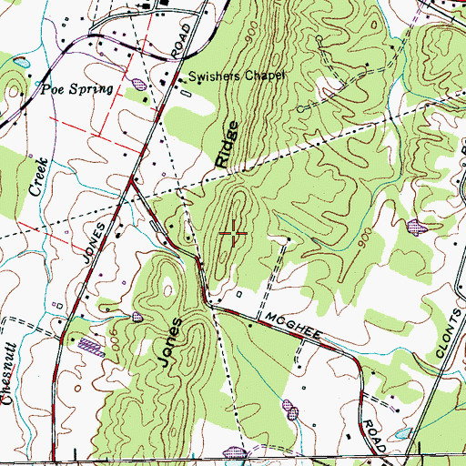 Topographic Map of Jones Ridge, TN