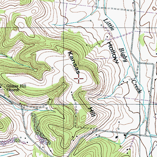 Topographic Map of Kansas Hill, TN