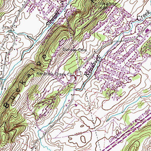 Topographic Map of Kendrick Creek Church, TN