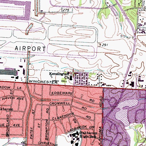 Topographic Map of Kensington Church, TN