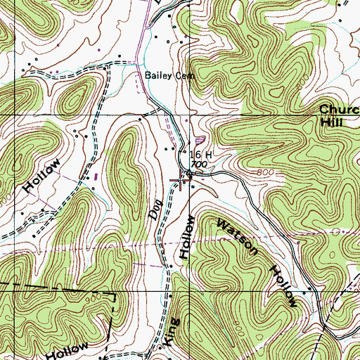 Topographic Map of King Hollow, TN