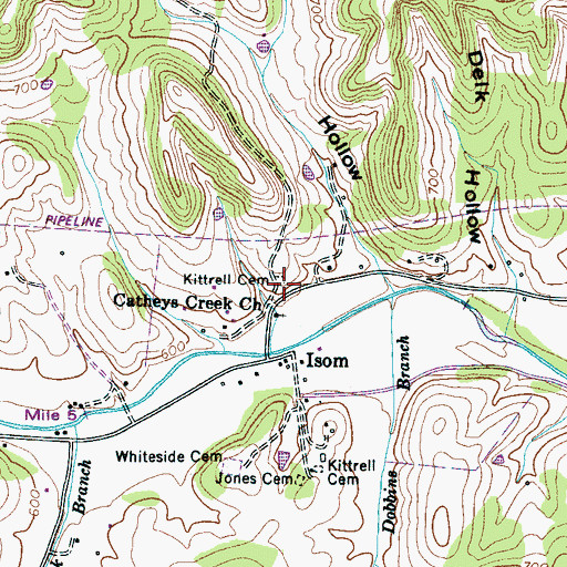 Topographic Map of Kittrell Cemetery, TN