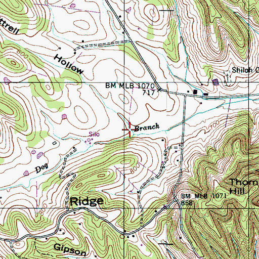 Topographic Map of Kittrell Hollow, TN