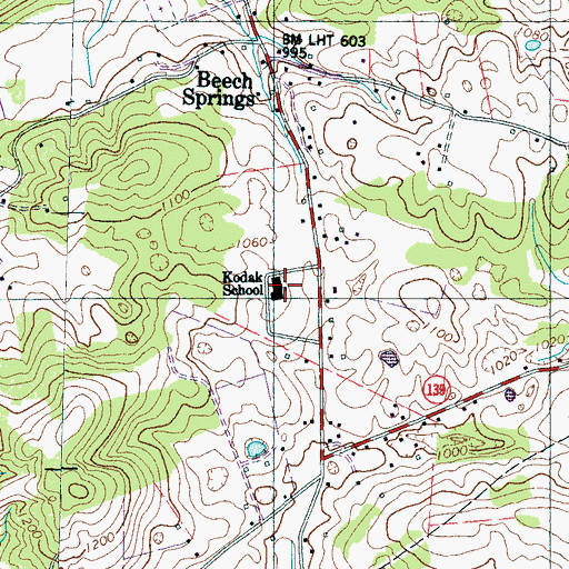 Topographic Map of Kodak School, TN