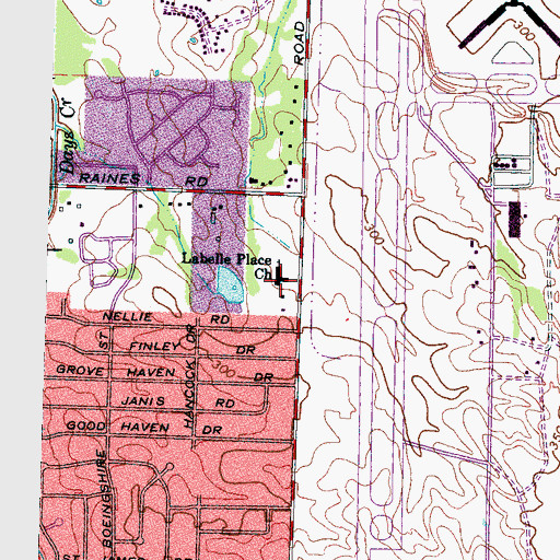Topographic Map of Labelle Place Church, TN