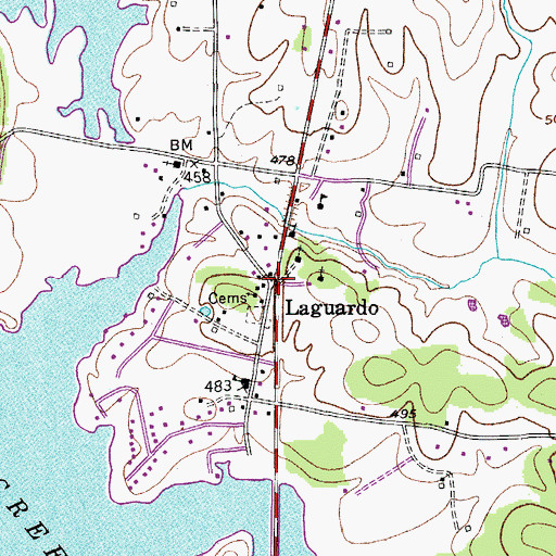 Topographic Map of Laguardo, TN