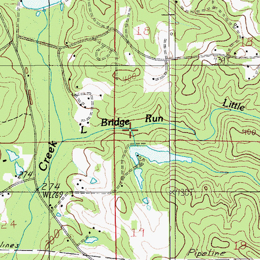 Topographic Map of O'Dell Lake Dam, AL