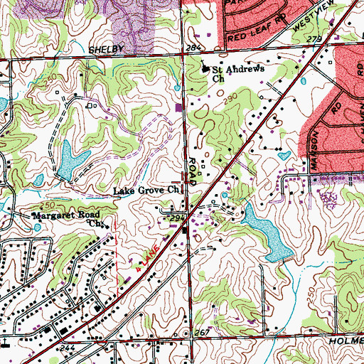 Topographic Map of Lake Grove Church, TN