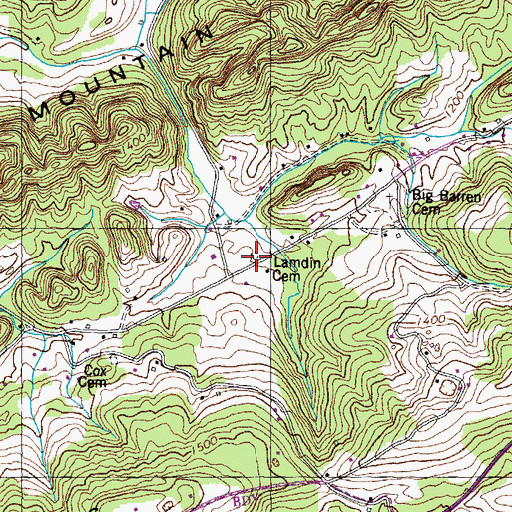 Topographic Map of Lamdin Cemetery, TN